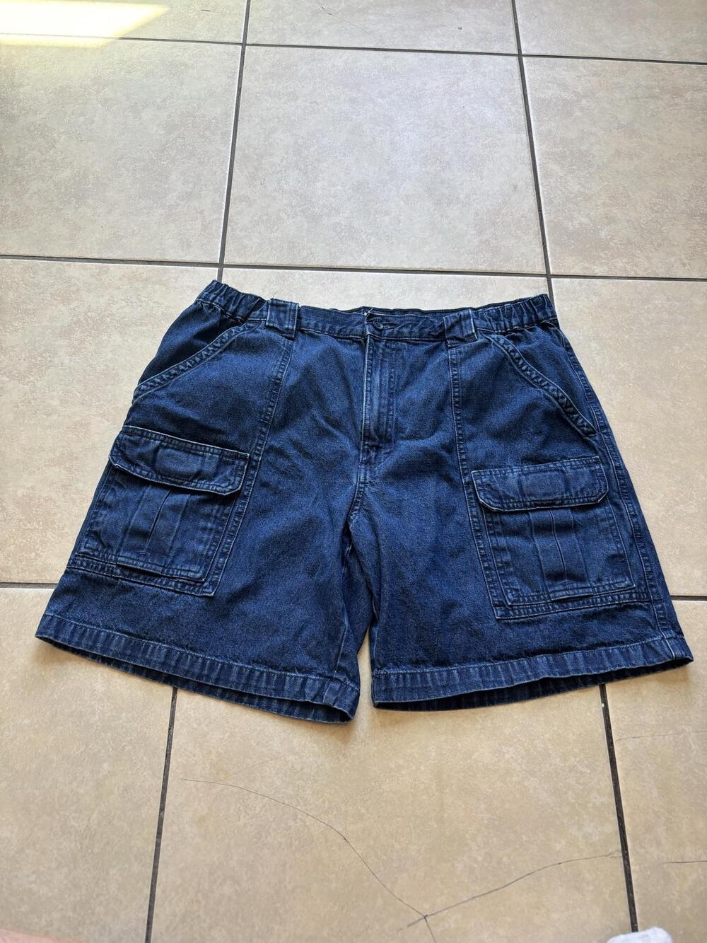 Vintage Savane Denim Cargo Shorts Men’s 38 Y2K Baggy Utility